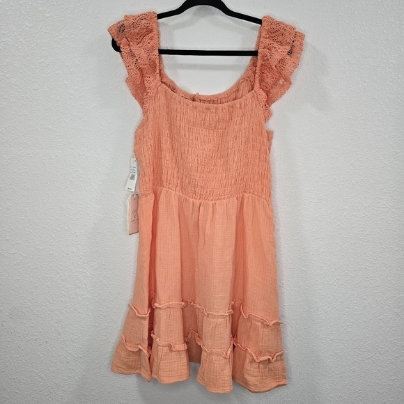 Love & Piece Straight Midi Dress Summer Lace Sleeve Vacation Flup Edge Size XL - Picture 13 of 16